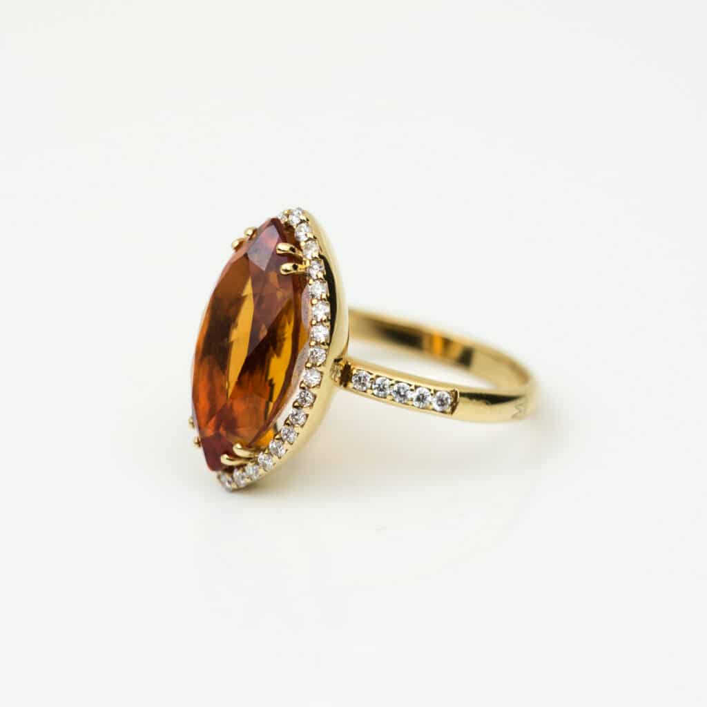 Moraglione Ring 18 Karaat Geelgoud Met Citrien En Diamant
