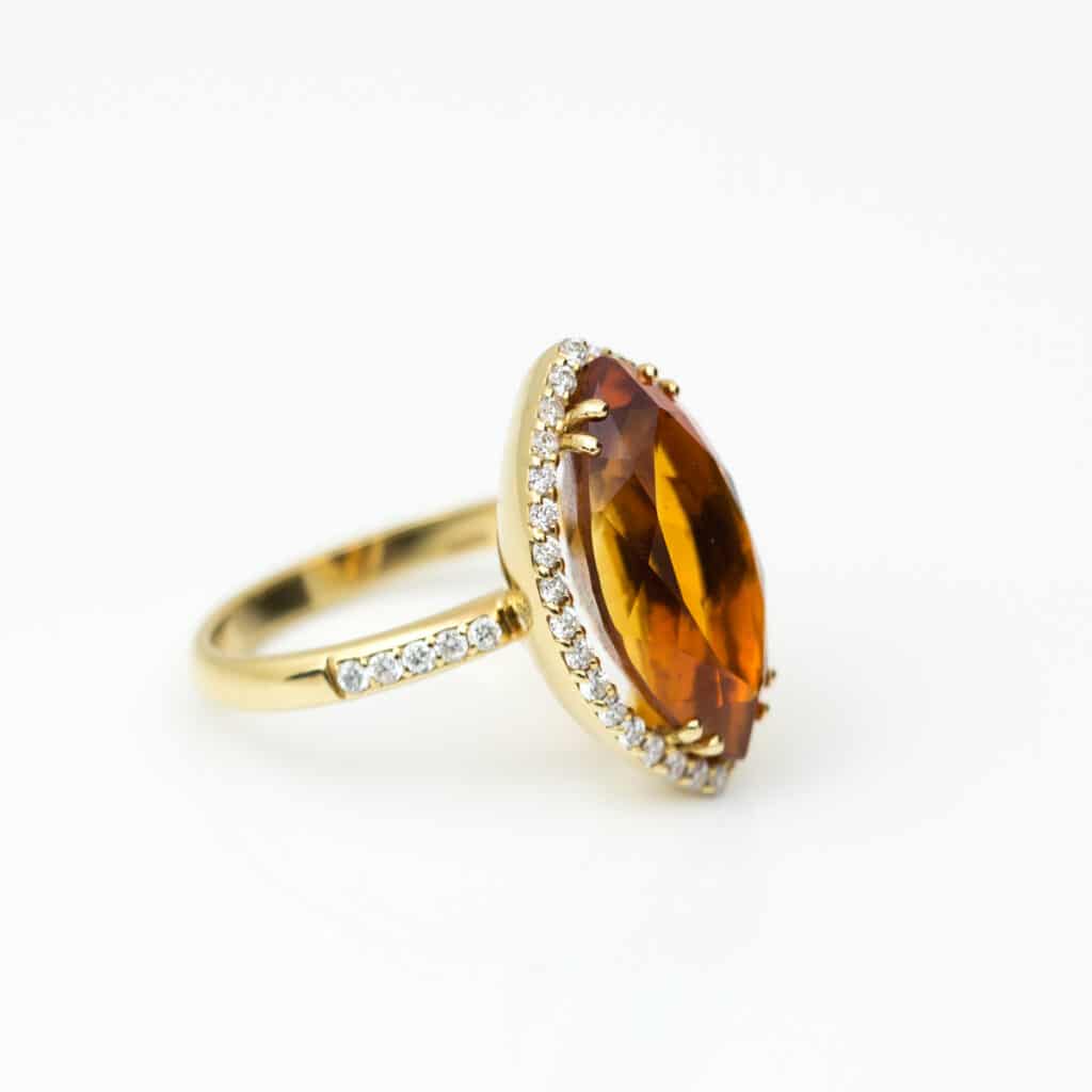 Moraglione Ring 18 Karaat Geelgoud Met Citrien En Diamant
