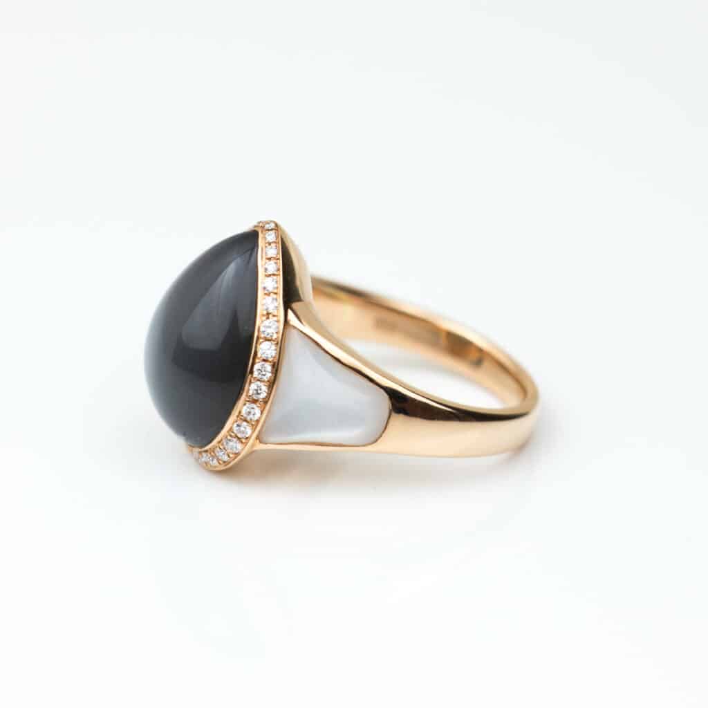 Artur Scholl ring roségoud met maansteen, parelmoer en diamant 93/14934R/GMS