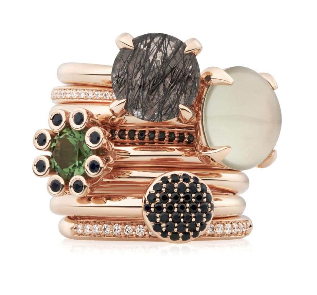Bron Stardust roségouden ring met zwart saffier 8RR4717ZK