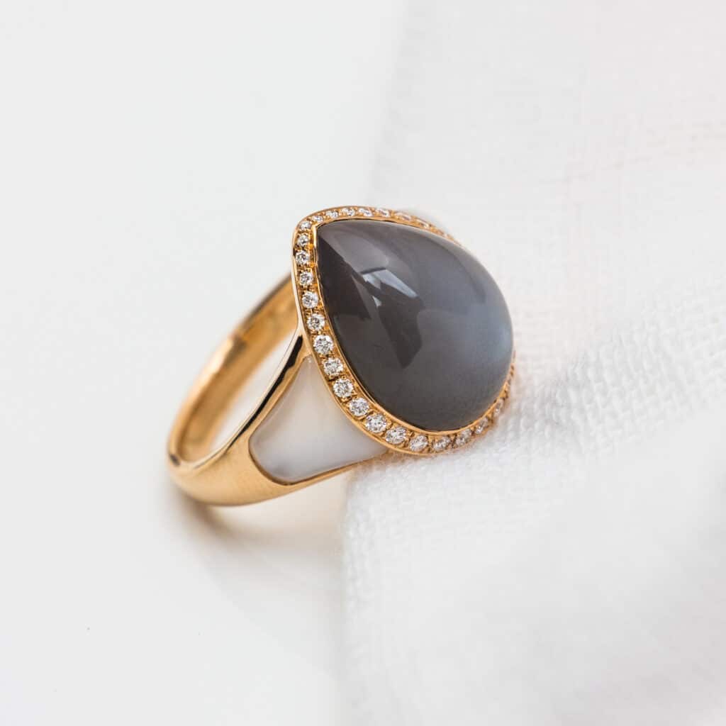 Artur Scholl ring roségoud met maansteen, parelmoer en diamant 93/14934R/GMS