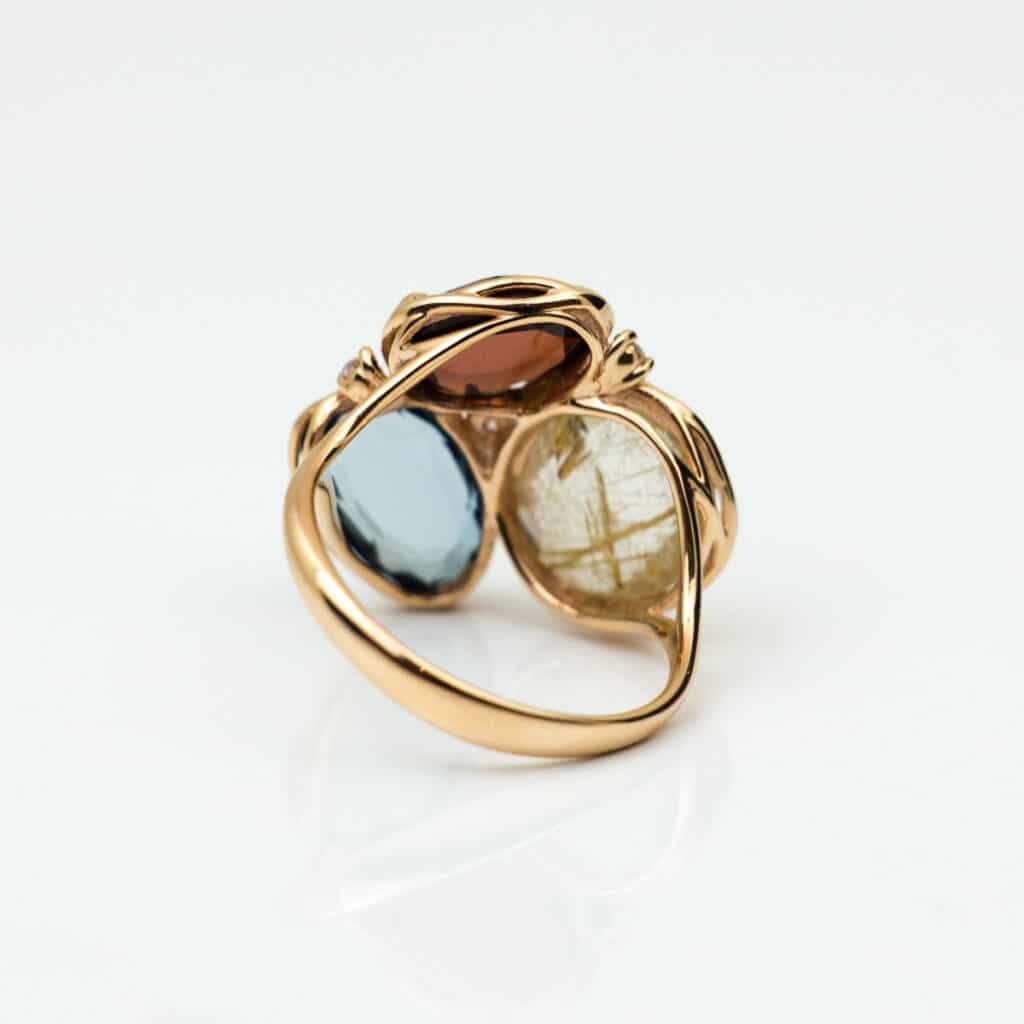 Ring roségoud met edelstenen en diamant R1237
