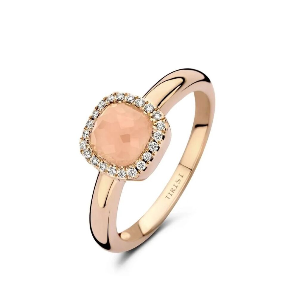 Tirisi Jewelry Milano Sweeties 18 Karaat Roségouden Ring met Guave kwarts en diamant TR9624GUQP