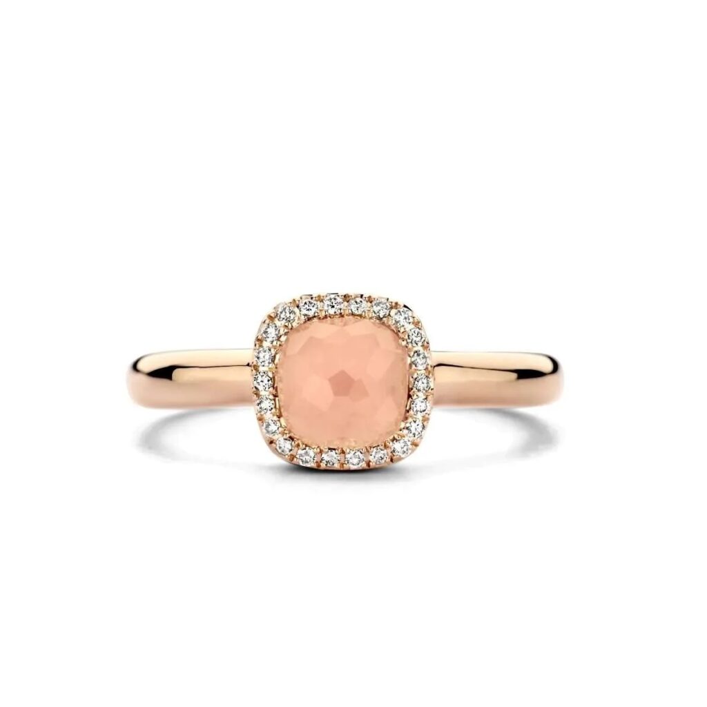 Tirisi Jewelry Milano Sweeties 18 Karaat Roségouden Ring met Guave kwarts en diamant TR9624GUQP
