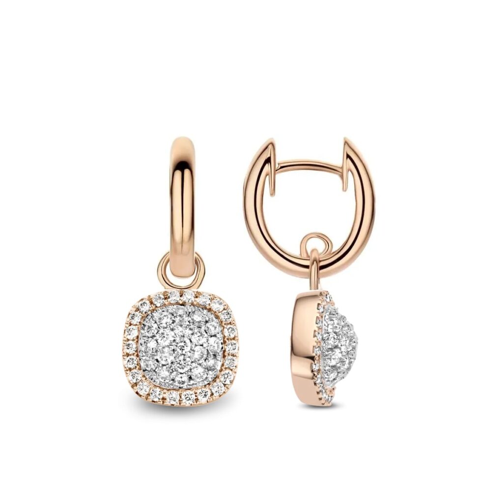 Tirisi Jewelry Milano Sweeties 18 karaat roségouden oorhangers met diamant TE9324D(2P)