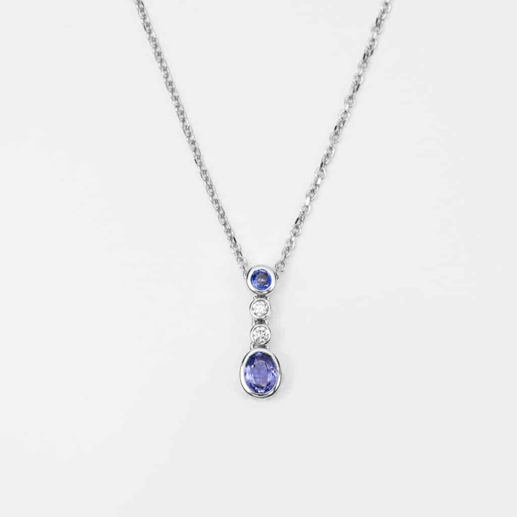 Van Hell Specials Collier 18 karaat Witgoud met Saffier G017/SW