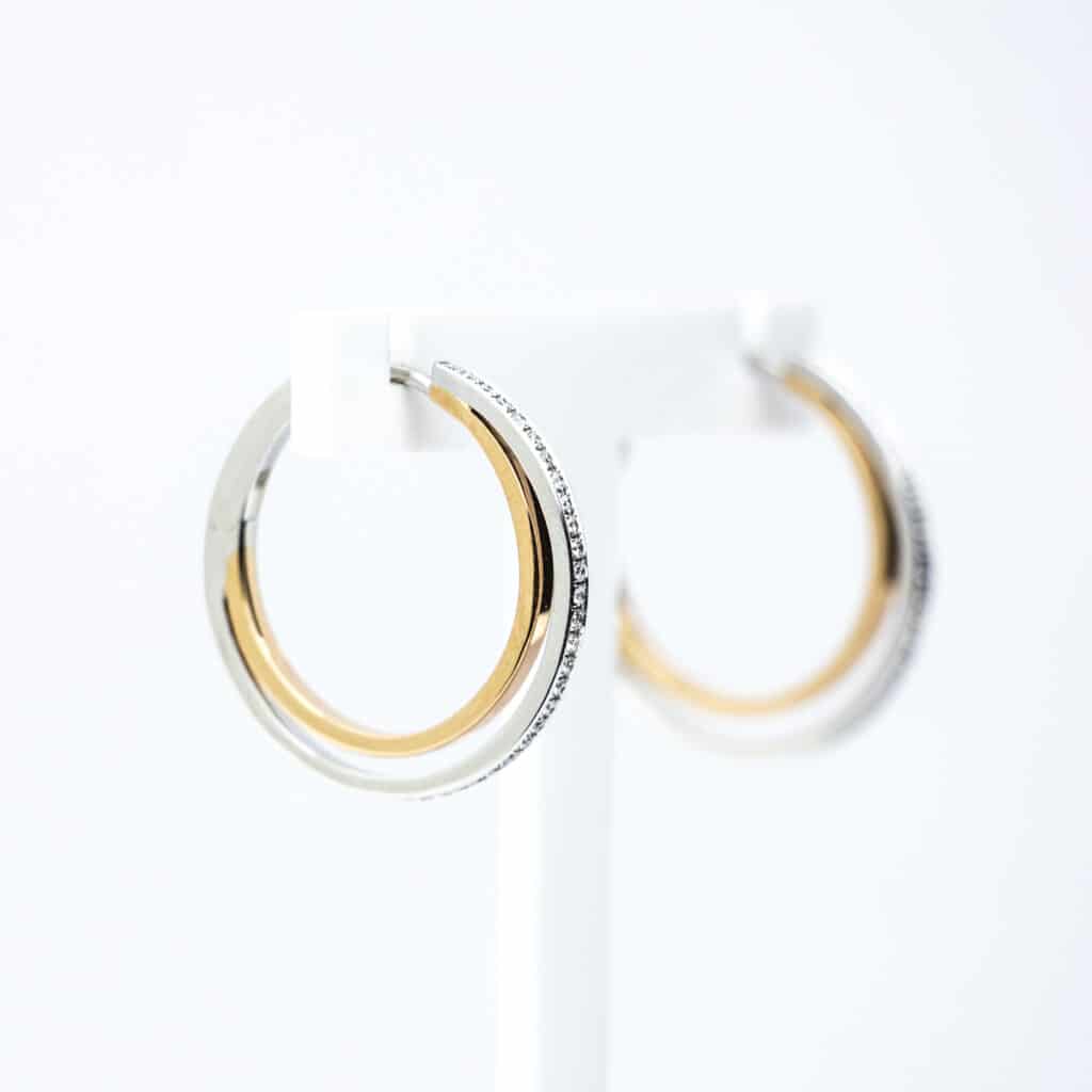 Rivoir Oorringen Geelgoud en roségoud met Diamant 392020