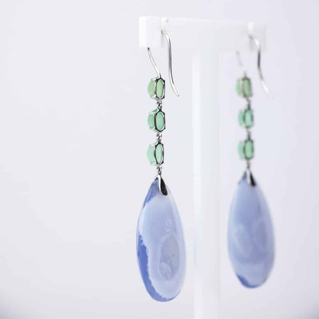 Artur Scholl oorhangers witgoud met Chalcedoon en Chrysopraas 72/0095CH