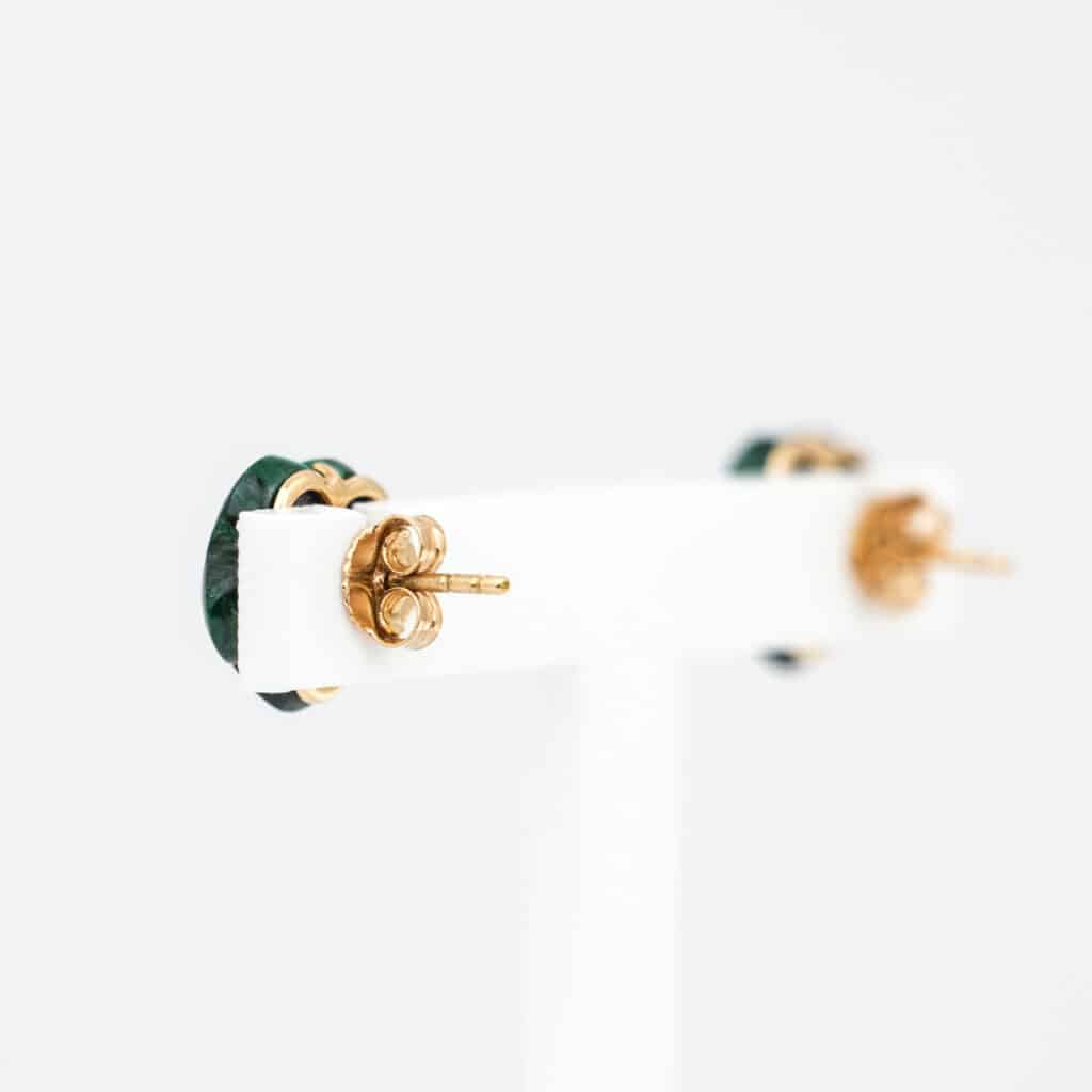 Artur Scholl oorknoppen roségoud met malachiet en diamant 93/13218R/M