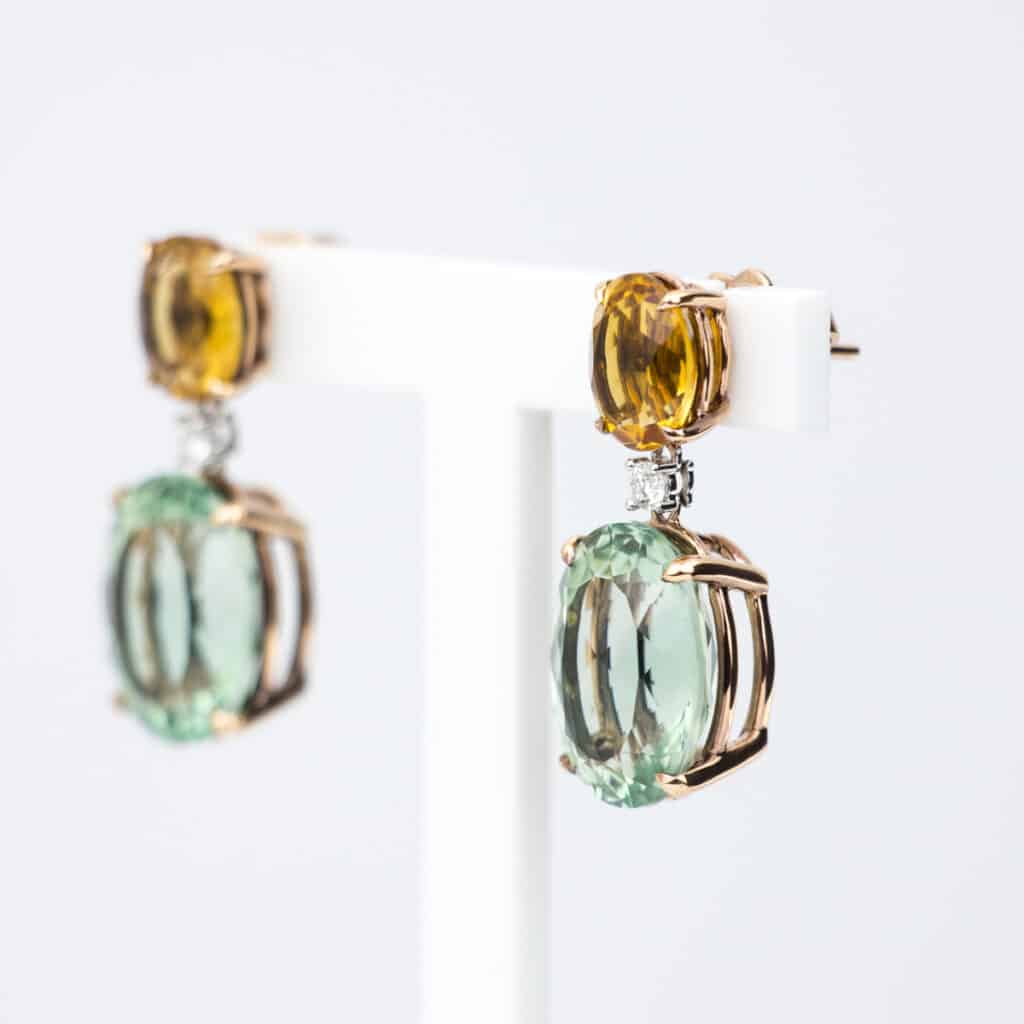 Artur Scholl oorhangers roségoud met citrien en groene amethist 88/01211R/4
