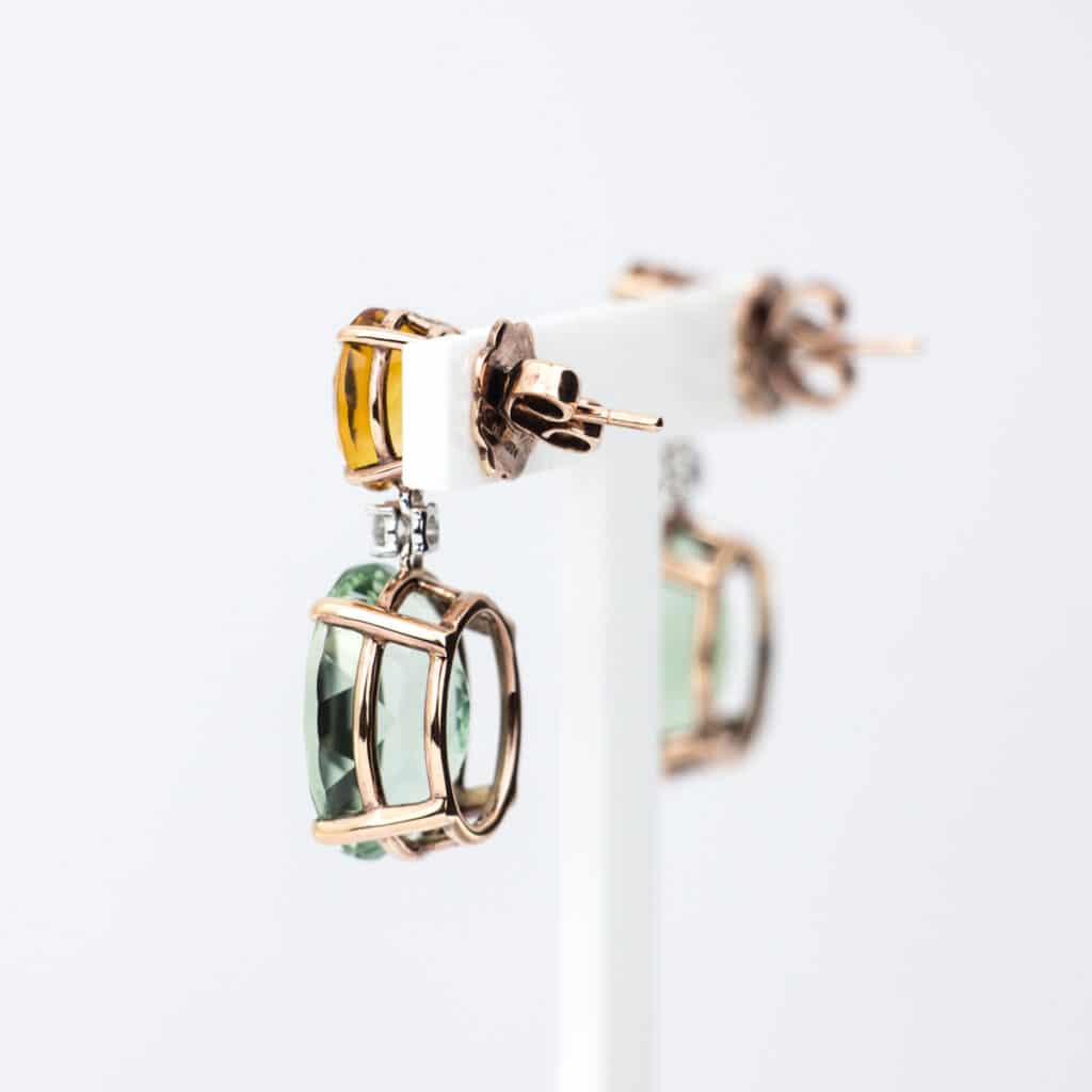 Artur Scholl oorhangers roségoud met citrien en groene amethist 88/01211R/4