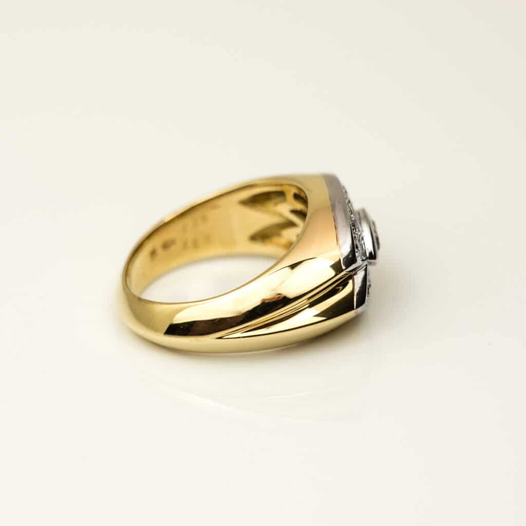 Ring witgoud en geelgoud met diamant 6737