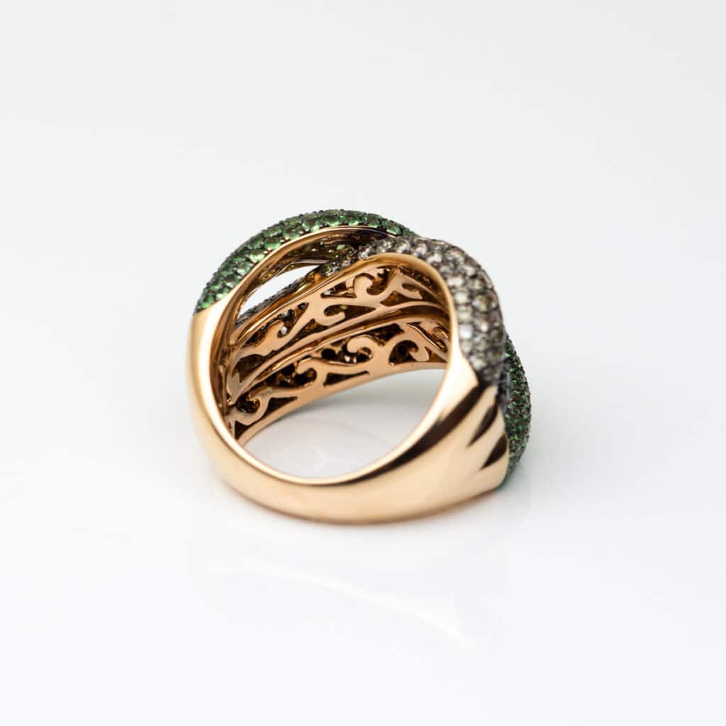 Artur Scholl ring roségoud met diamant en tsavoriet 30/AW24406R/T