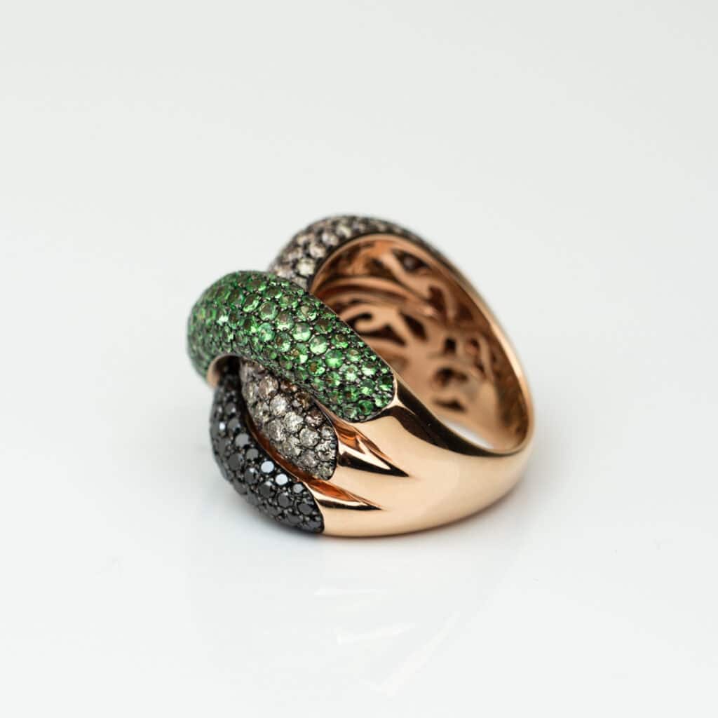 Artur Scholl ring roségoud met diamant en tsavoriet 30/AW24406R/T