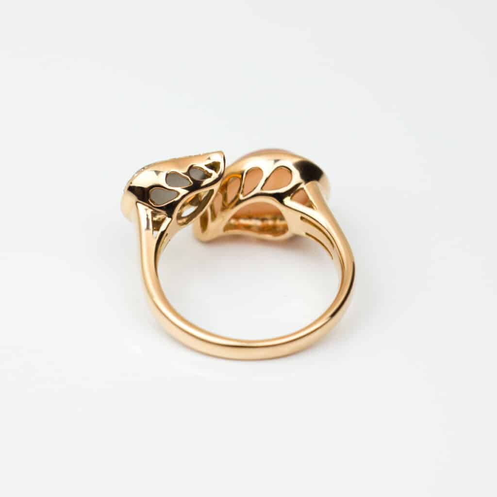 Artur Scholl ring roségoud met oranje en grijze maansteen 93/15056R/OM