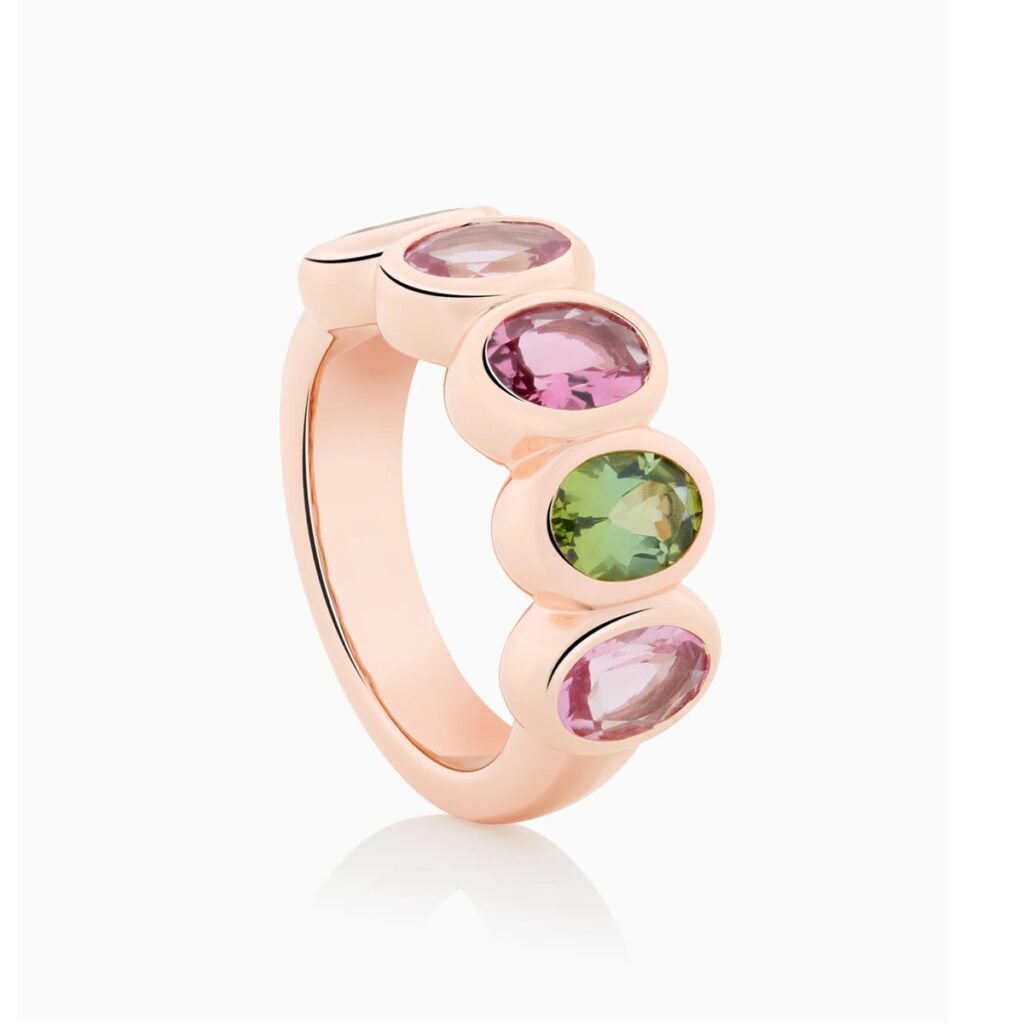Bron Sushi Roségouden ring met toermalijnen 8RR4903MT/1