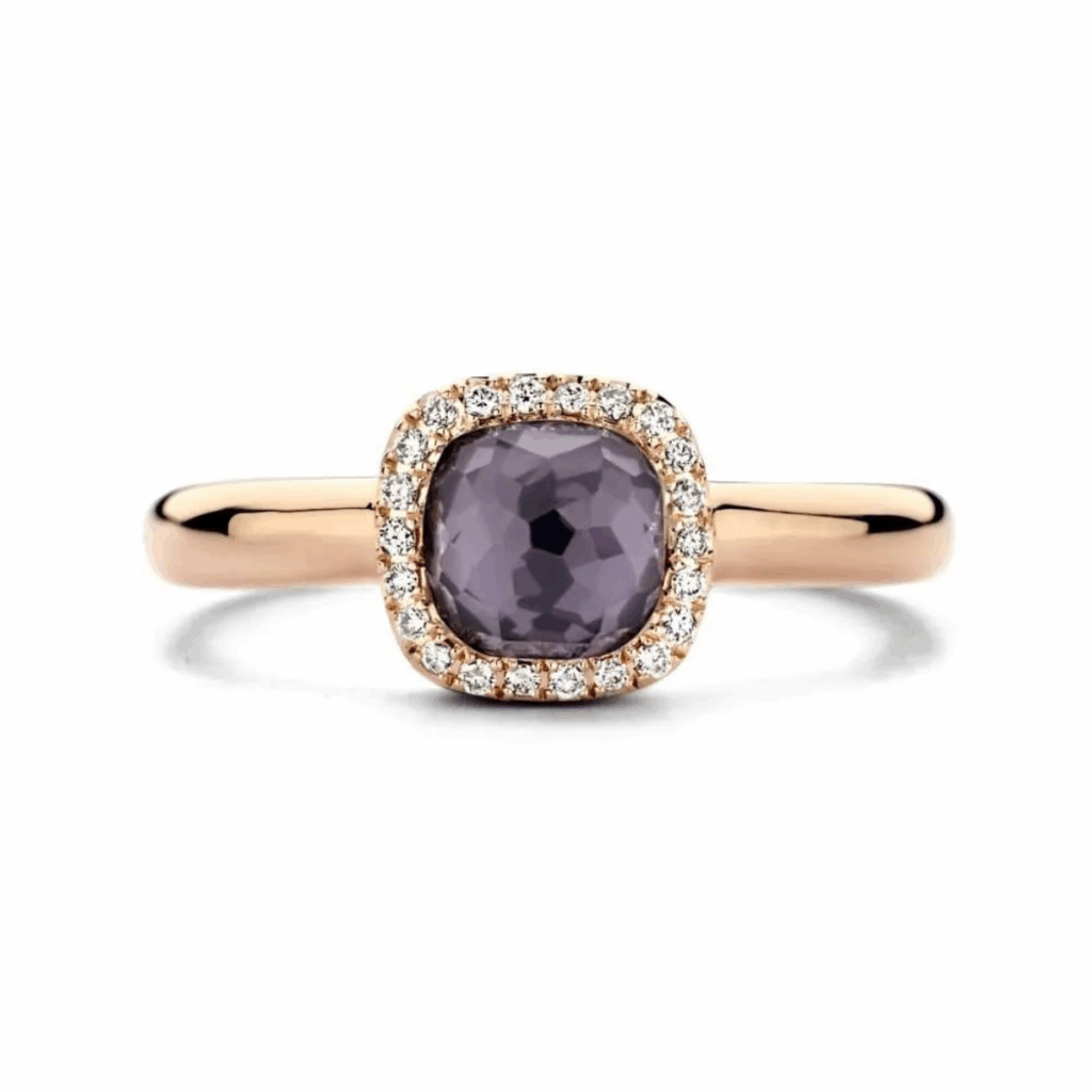Tirisi Jewelry 18 karaat roségouden ring met amethist, hematiet en diamant TR9624AMHP