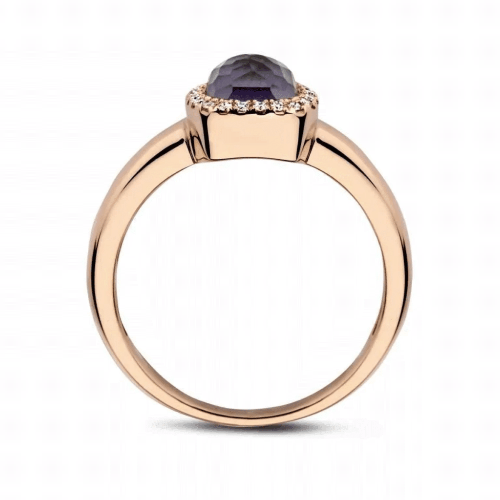 Tirisi Jewelry 18 karaat roségouden ring met amethist, hematiet en diamant TR9624AMHP