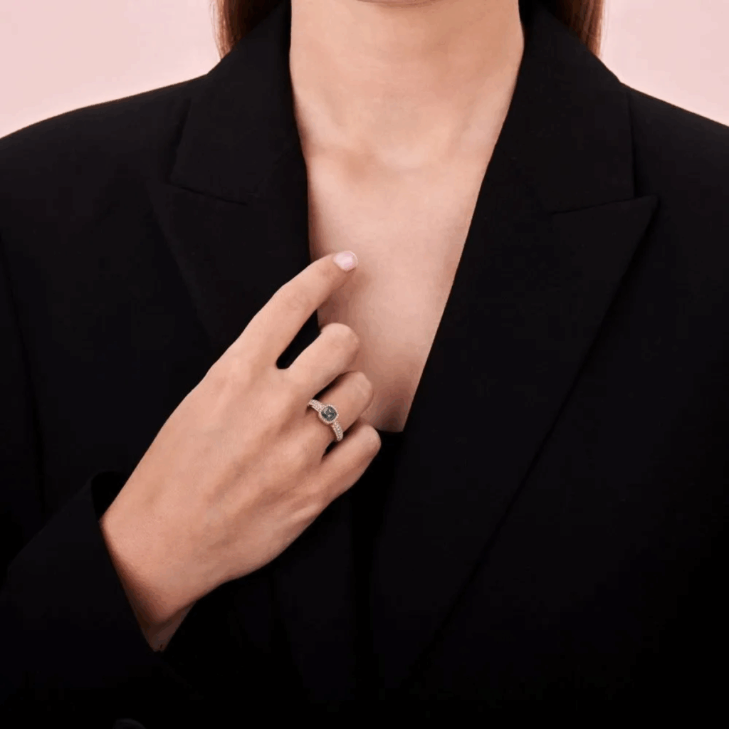 Tirisi Jewelry 18 karaat roségouden ring met hematiet en diamant TR9797HMP