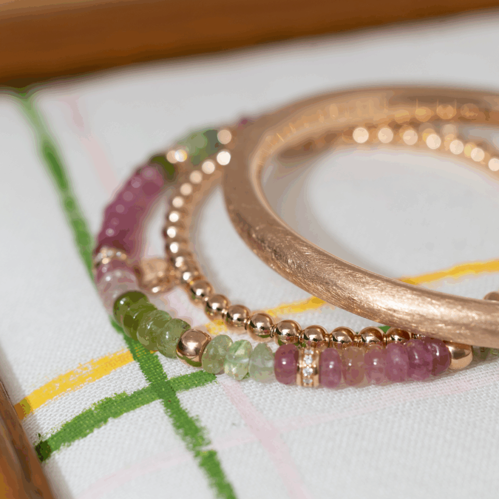 Bron Lux roségouden armband met toermalijn en diamant 8AR4041MTBR