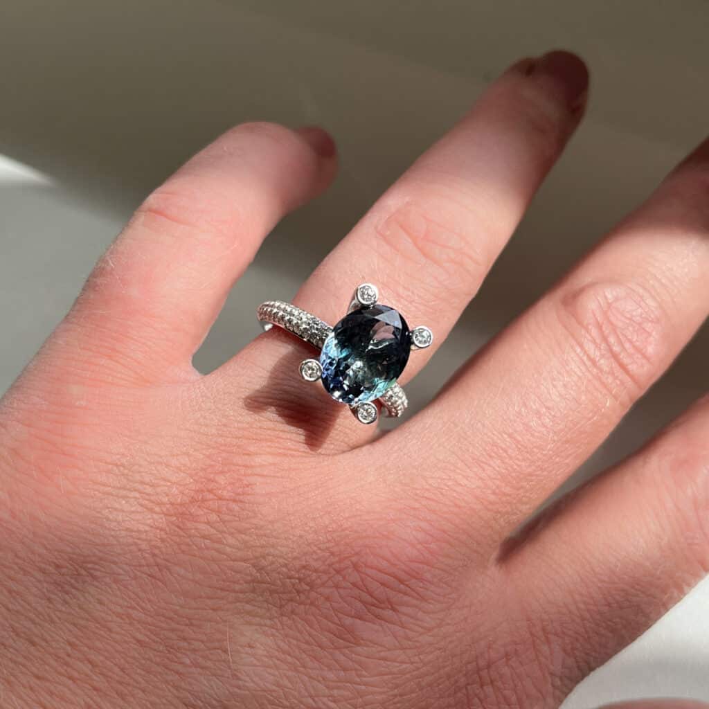 Bron Phlox witgouden ring met tanzaniet en diamant SPECIAL 8RW4846STBBR