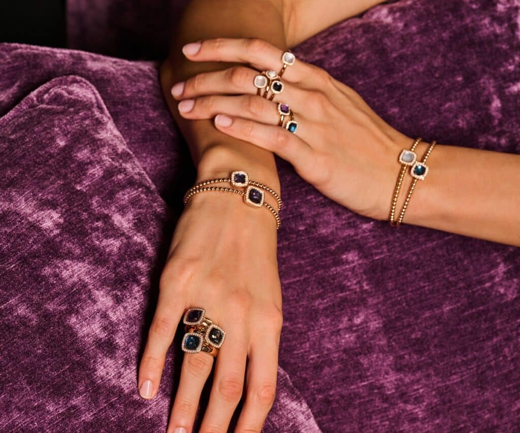 Tirisi Jewelry roségouden bangle met London blue topaas TB2208LBTP