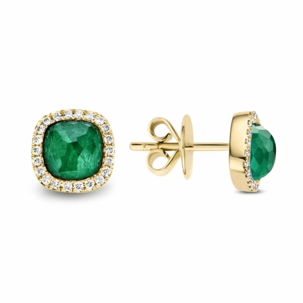 Tirisi Jewelry 18 karaat roségouden oorhangers met smaragd en diamant TE9226EMP