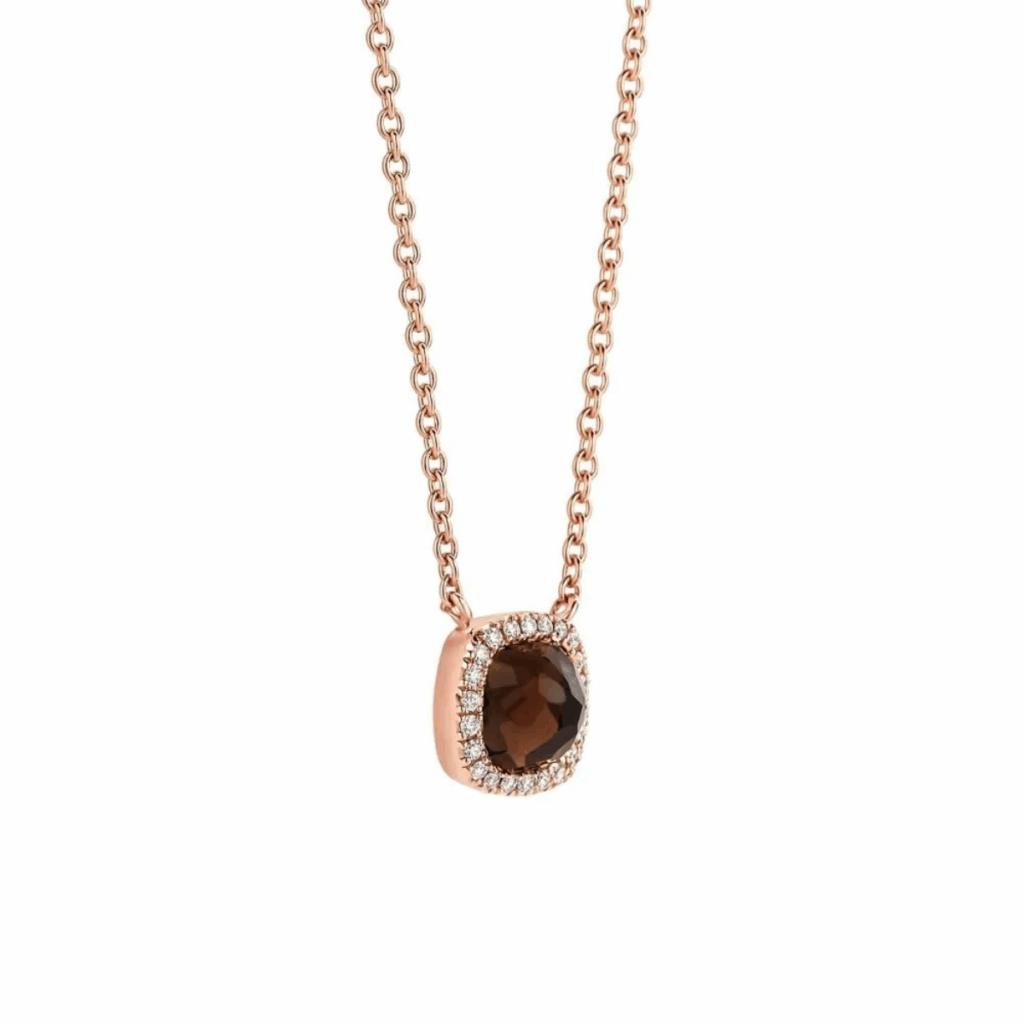 Tirisi Jewelry 18 karaat roségouden collier met rookkwarts en diamant TP9152SQP