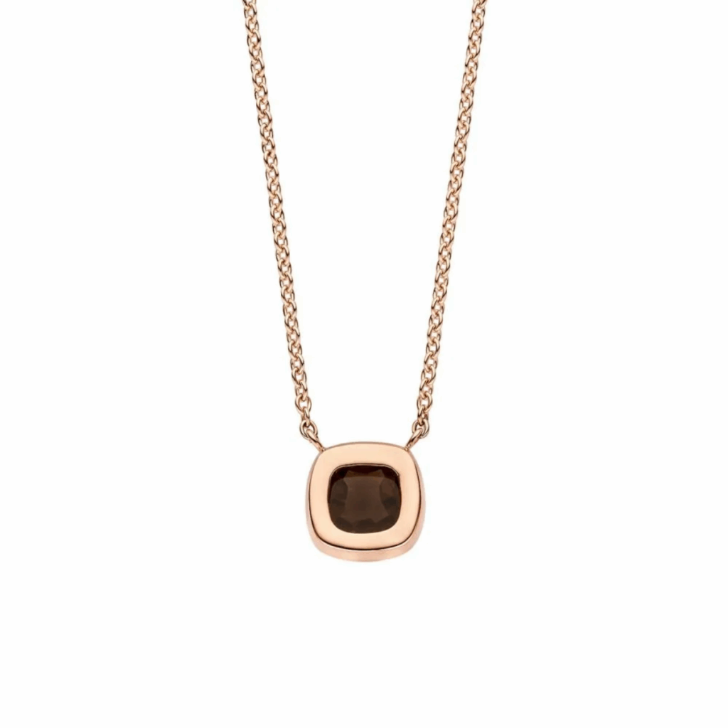 Tirisi Jewelry 18 karaat roségouden collier met rookkwarts en diamant TP9152SQP