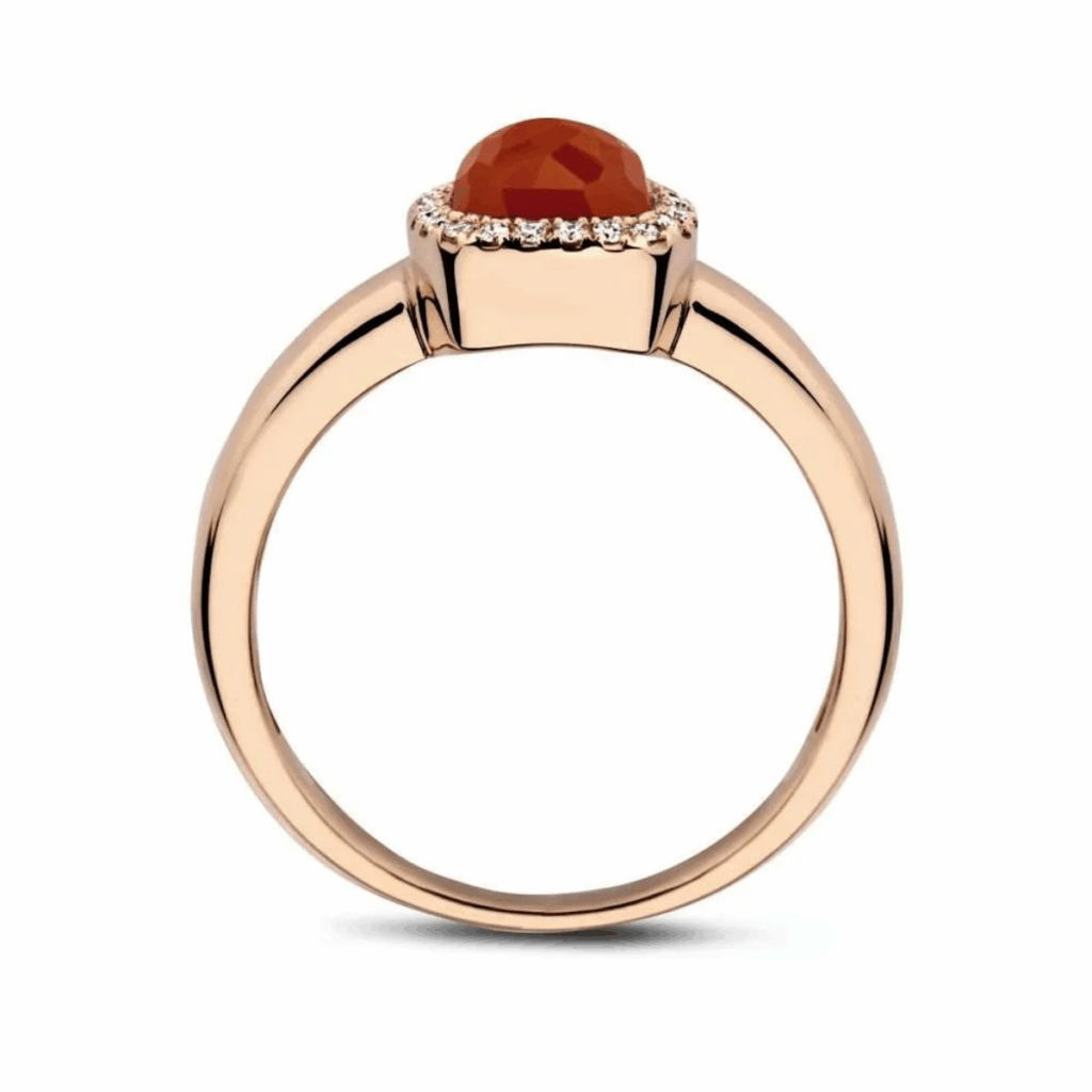 Tirisi Jewelry 18 karaat roségouden ring met rode agaat en diamant TR9624RAGP