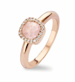 Tirisi Jewelry 18 karaat roségouden ring met roze kwarts en diamant TR9624SQP