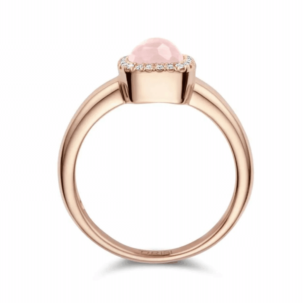 Tirisi Jewelry 18 karaat roségouden ring met roze kwarts en diamant TR9624SQP