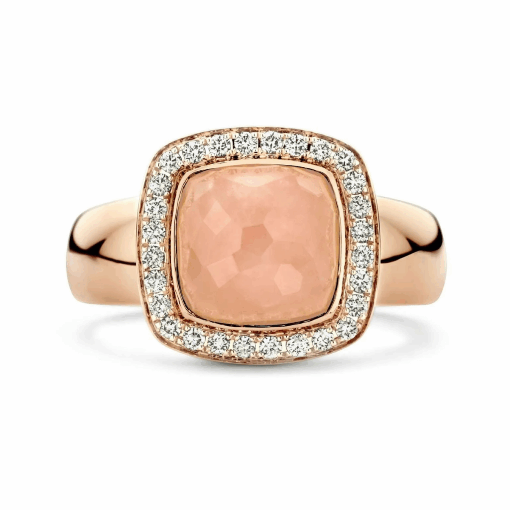 Tirisi Jewelry 18 karaat roségouden ring met guave kwarts en diamant TR9697GUQP