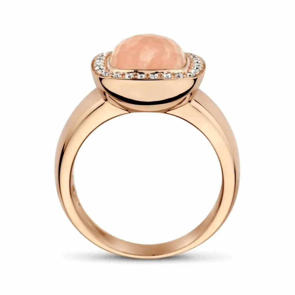 Tirisi Jewelry 18 karaat roségouden ring met guave kwarts en diamant TR9697GUQP