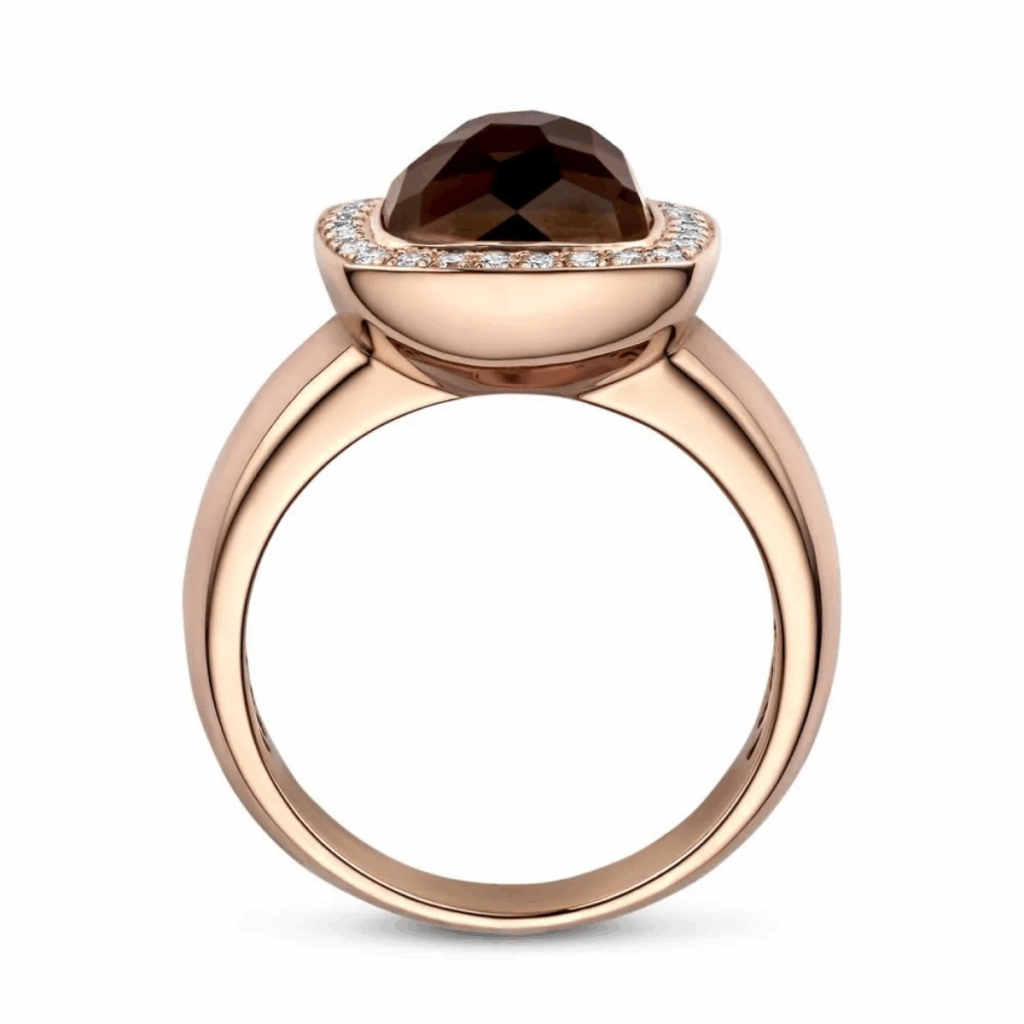 Tirisi Jewelry 18 karaat roségouden ring met rookkwarts en diamant TR9697SQP