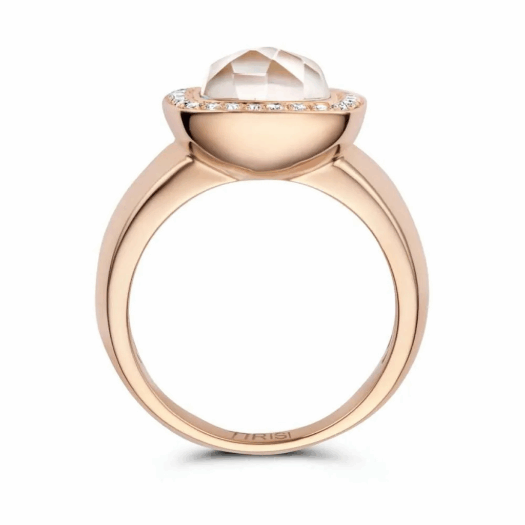 Tirisi Jewelry 18 karaat roségouden ring met witte kwarts en diamant TR9697WQP