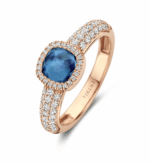 Tirisi Jewelry 18 karaat roségouden ring met blauwe topaas en diamant TR9797LBTP