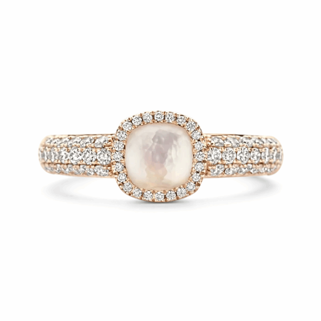 Tirisi Jewelry 18 karaat roségouden ring met witte kwarts en diamant TR9797WQP