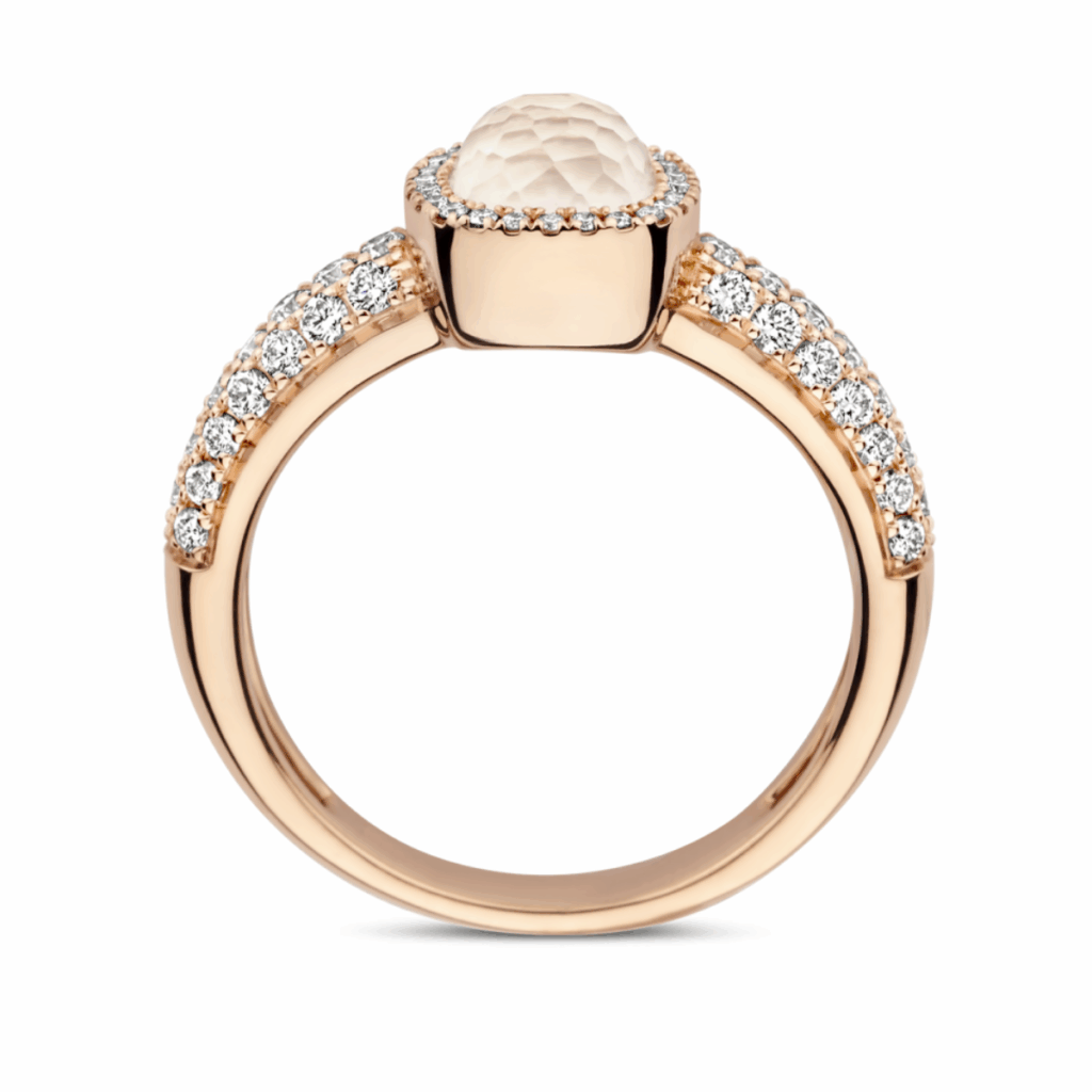 Tirisi Jewelry 18 karaat roségouden ring met witte kwarts en diamant TR9797WQP