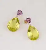 Artur Scholl Oorhangers roségoud met amethist, olive quartz en diamant 93/14230R/AQ