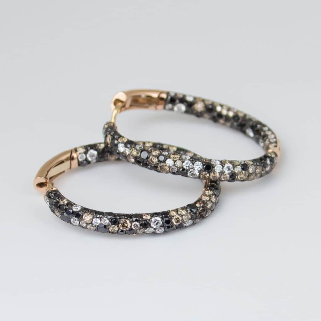 Artur Scholl oorringen roségoud met diamant 88/01685R/Ch.black