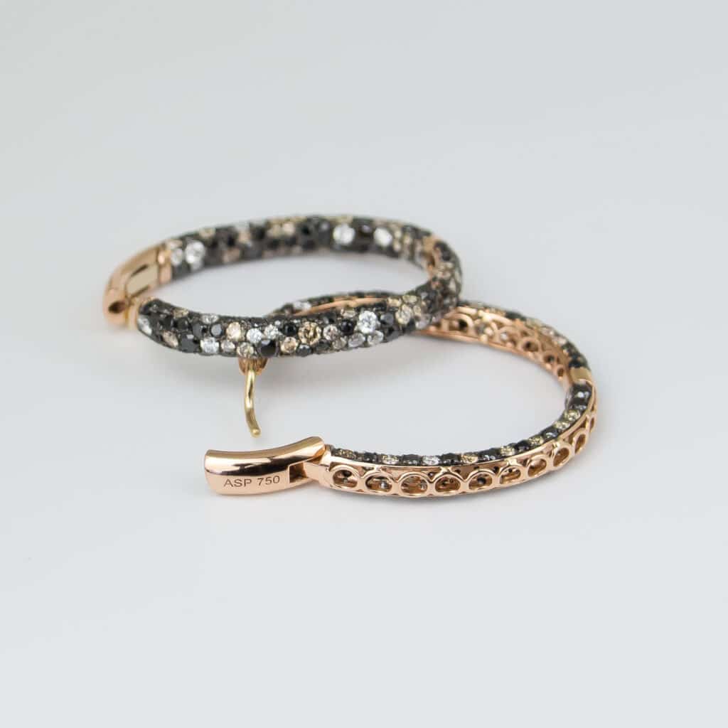 Artur Scholl oorringen roségoud met diamant 88/01685R/Ch.black