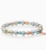 Bron roségouden armband met Akoyaparels en mix van aquamarijn, peridot en apatiet 8AR4044AKB7MIX1