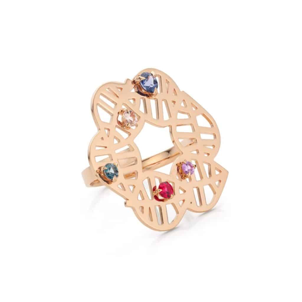 De Parme Design Beech Nuances roségouden ring met korund en spinel 2.RG.R.DI.SC.4