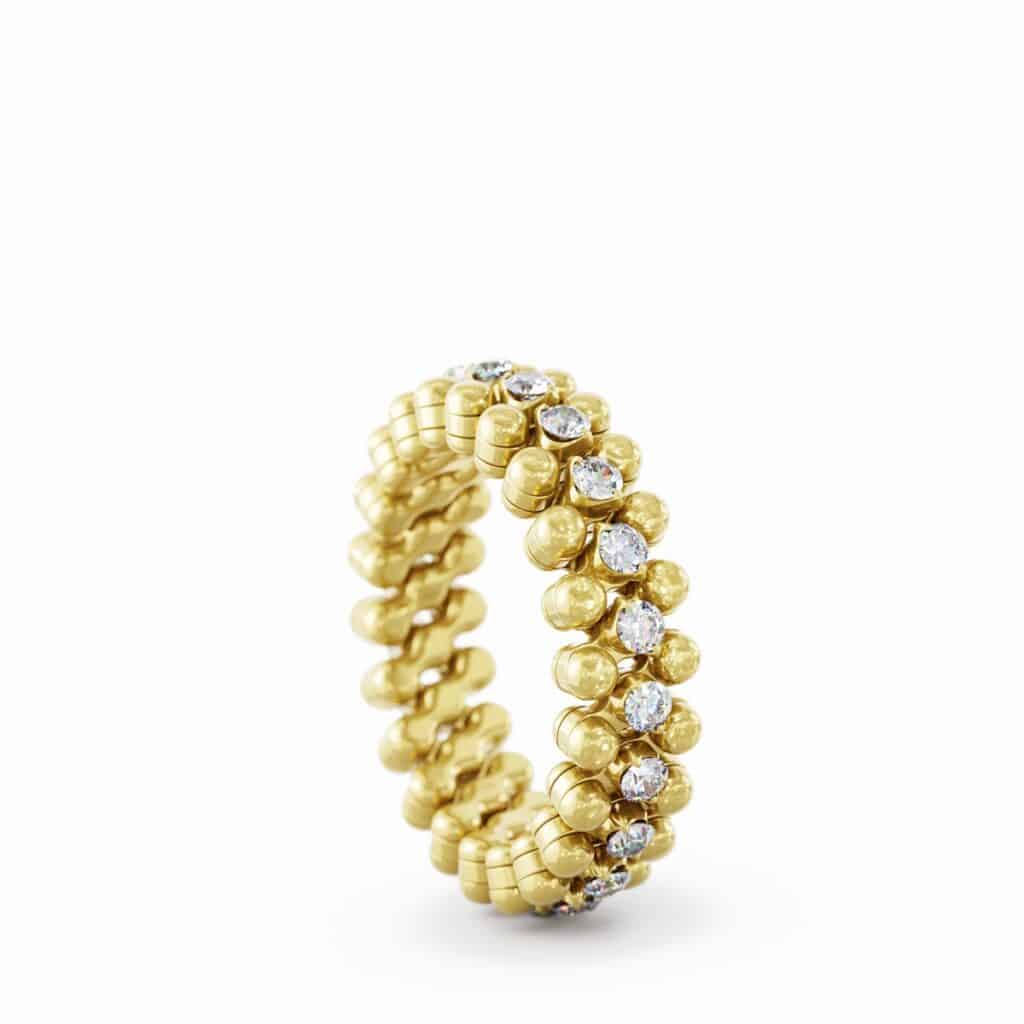 Serafino Consoli Brevetto Multi-Size Ring Geelgoud met diamant RMS 3M2 YG WD