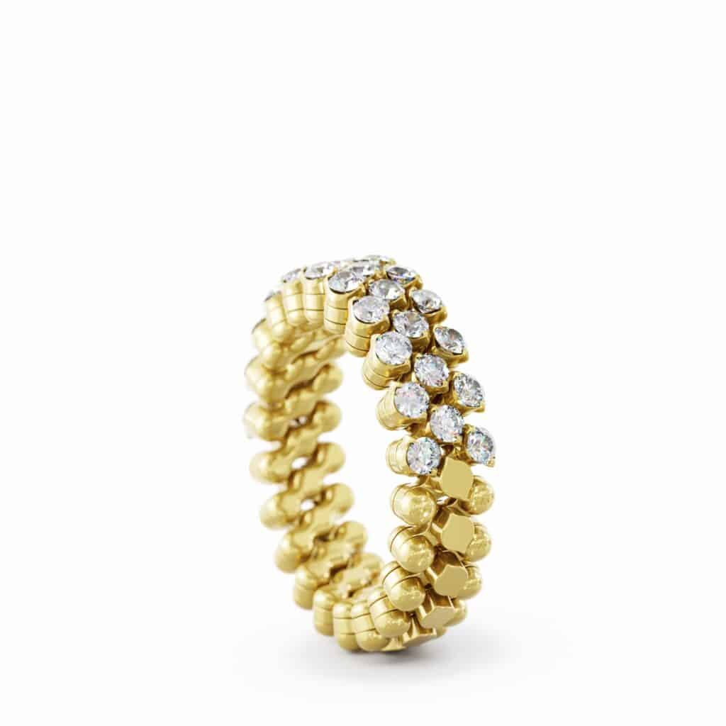 Serafino Consoli Brevetto Multi-Size Ring Geelgoud met diamant RMS 3H2 YG WD
